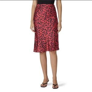 KOURT Murray Red Leopard Print Satin Mini Skirt Size Small FLAW